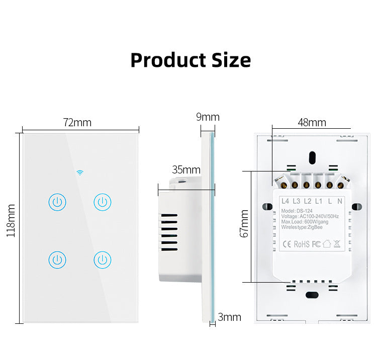 Gang light wall switch (1/2/3/4 gang)