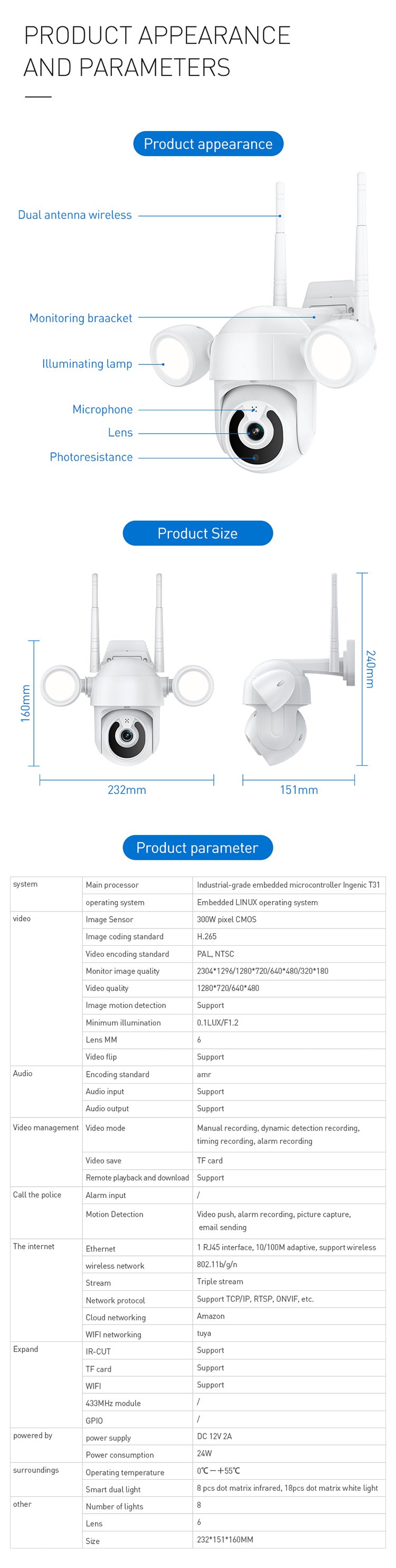 Outdoor IP Camera with Lights
