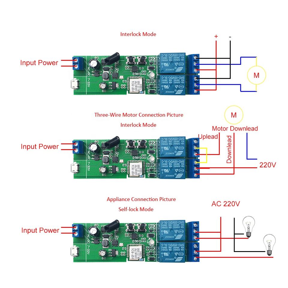 Self-locking relay 2 Channel