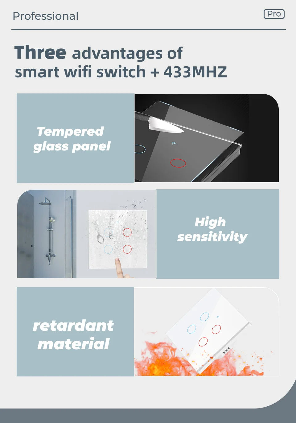 Gang light wall switch (1/2/3/4 gang)