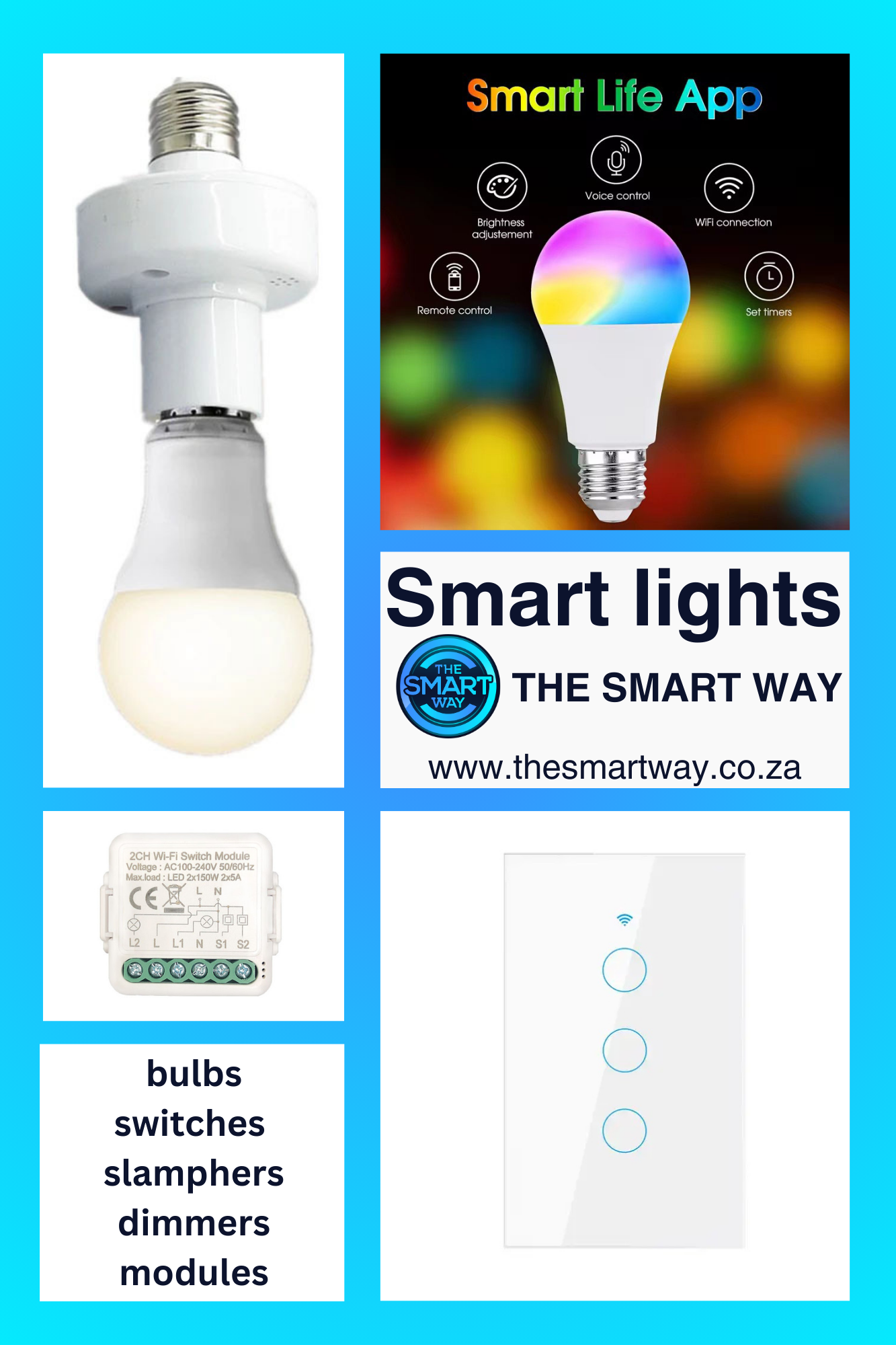 Light bulbs, Light switch, light module, slampher