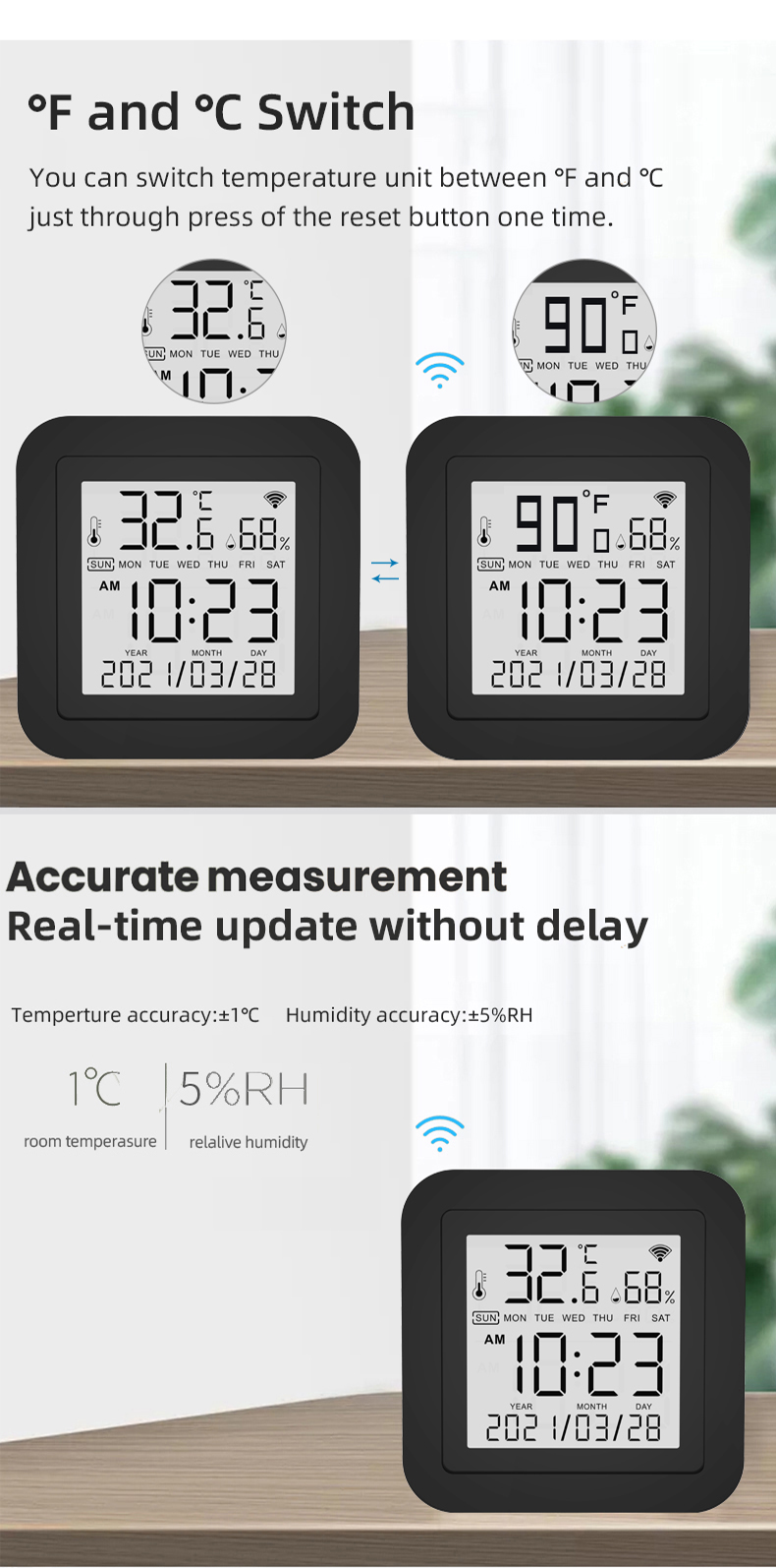 InfraRed remote control with screen for temperature & humidity
