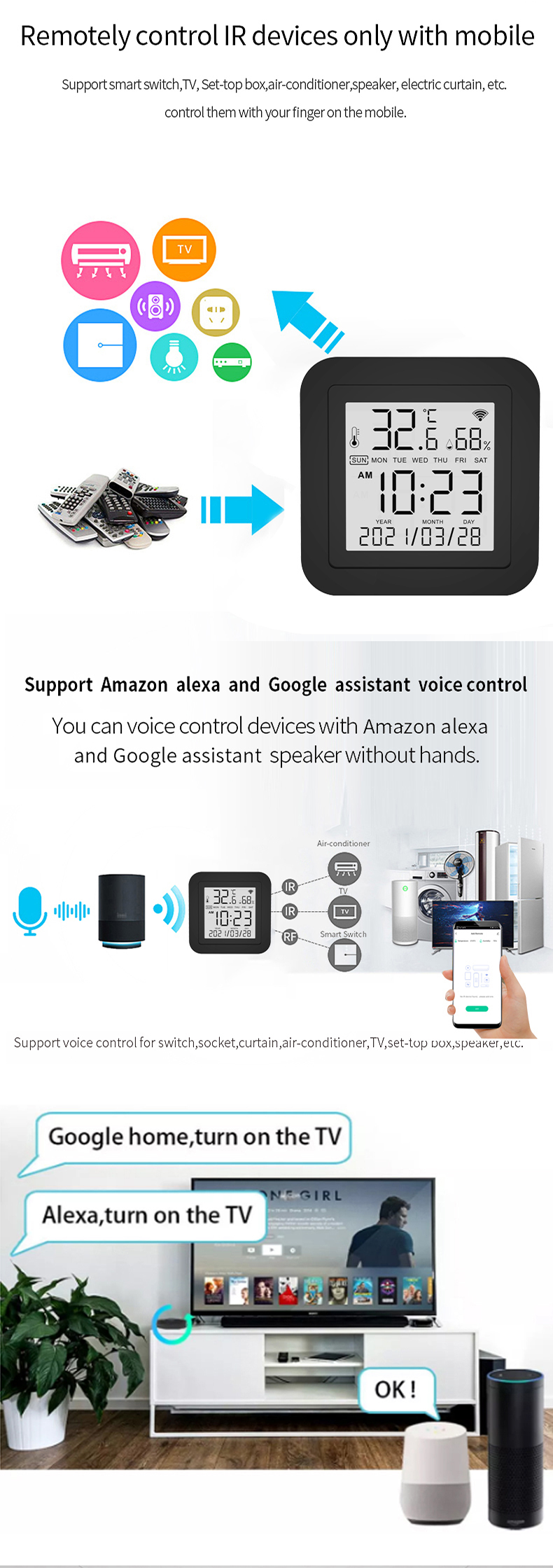 InfraRed remote control with screen for temperature & humidity