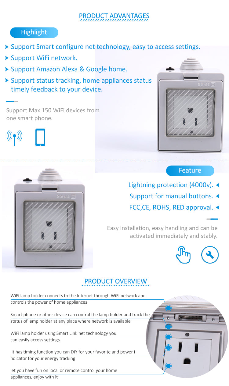 Waterproof WiFi Wall Socket